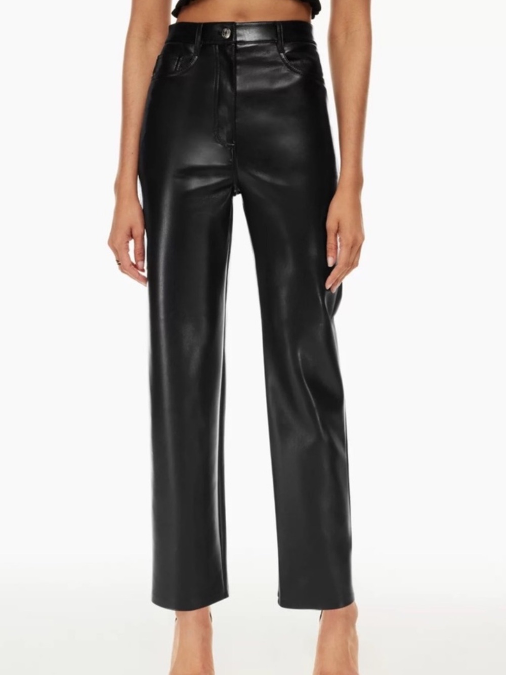 Wilfred Black Straight-Leg Faux Leather Jeans